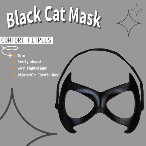 Merroyal Women Black Cat Eye Masquerade Costume Set with Half Mask, Choker, Gloves, Halloween Cosplay Party Accessories in Saudi Arabia