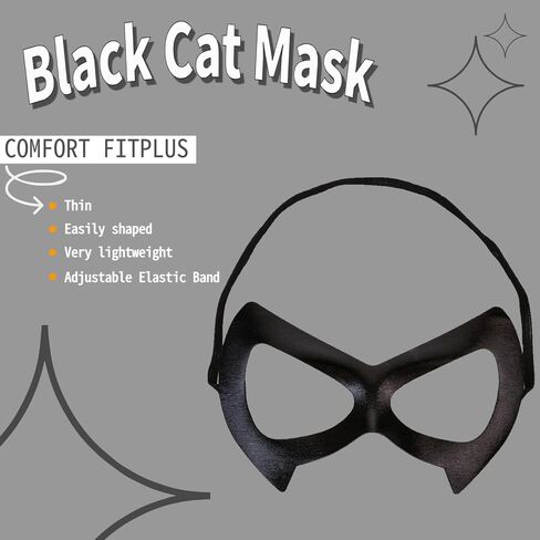 Merroyal Women Black Cat Eye Masquerade Costume Set with Half Mask, Choker, Gloves, Halloween Cosplay Party Accessories in Saudi Arabia