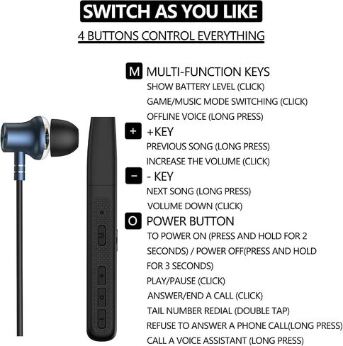 Neck Headphones Wireless Bluetooth，V5.2 with Microphone Neckband Bluetooth Headphones，35 Hours of Playtime in-Ear Neckband Earbuds no Power Button IPX7 Sweat-Resistant deep bass (Y8H) in Saudi Arabia