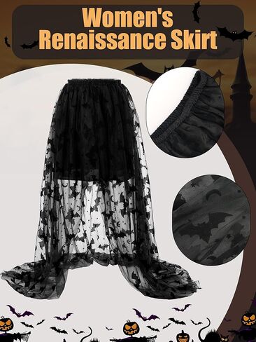 Halloween Witch Costume for Women Steampunk Lace Skirt with Hat Necklace Bracelet Earrings Cosplay Set in Saudi Arabia