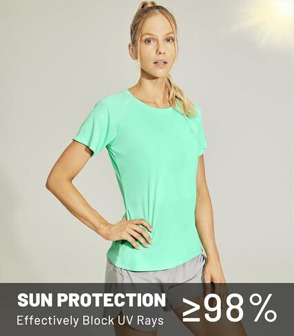 Women's Dry Fit Athletic Running T-Shirts UPF 50 Sun Protection Short Sleeve UV Gym Workout Activewear Tee Shirt in Saudi Arabia