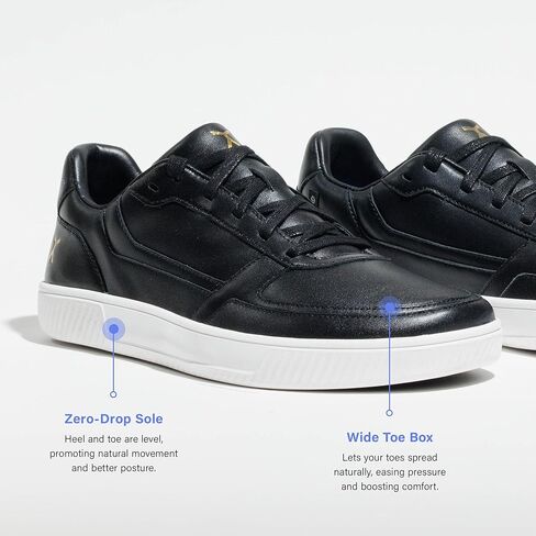 حذاء Adapt Leather Trainer - حذاء رياضي من الجلد المحبب بالكامل مع عدم السقوط، صندوق عريض عند الأصابع وجر مرن للمشي، الملابس الكاجوال، نمط الحياة الحضري in Kuwait