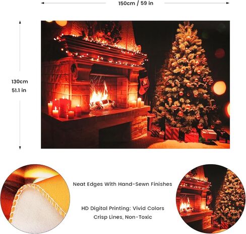 Christmas Tapestry Fireplace Xmas Wall Tree Tapestry Wall Hanging for Party Livingroom Bedroom Dorm Home Decor （L78in*W59in） in Saudi Arabia