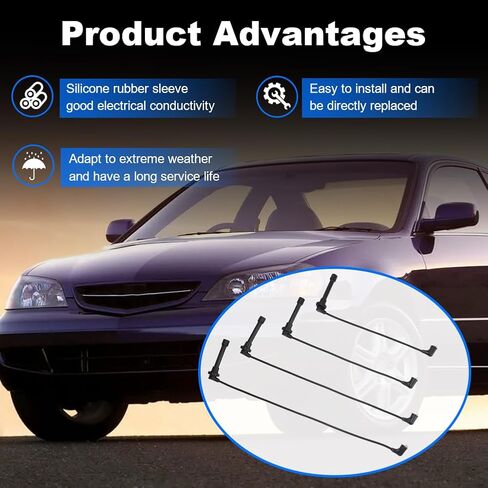 مجموعة أسلاك توصيل الإشعال 7 مم من JDMON مكونة من 4 قطع متوافقة مع Honda Accord وCivic وCivic del Sol وOdyssey وAcura CL وEL وIsuzu Oasis 1992-2002 1.5/1.6/2.2/2.3L L4 لاستبدال 32700-PAA-A02 32700PAAA02 27518 in Saudi Arabia