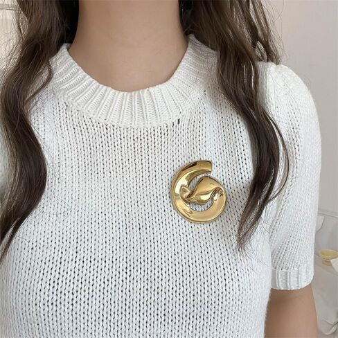 Vintage Spiral Brooch Pin for Women Men Stainless Steel Gold Plated Minimalist Polished Swirl Lapel Pins for Dance Banquet Pins Dress Suit Shirt Clothes Accessories Wedding Party Jewelry in Saudi Arabia