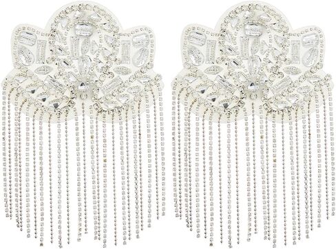 SUPERFINDINGS 2PCS Rhinestone Tassel Shoulder Epaulette Shoulders Retro Rhinestone Shoulder Badges Epaulet Brooch Pin Suit Epauletter Blazer Badges for Men Women Cloth Accessories, 17.4cm/6.9" in Saudi Arabia