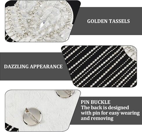 SUPERFINDINGS 2PCS Rhinestone Tassel Shoulder Epaulette Shoulders Retro Rhinestone Shoulder Badges Epaulet Brooch Pin Suit Epauletter Blazer Badges for Men Women Cloth Accessories, 17.4cm/6.9" in Saudi Arabia