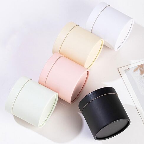 Flower Box Round Cardboard Boxes Wedding Party Rose Flower Packaging Decorations Valentine Day Gifts Supplies Beige Yellow in Kuwait