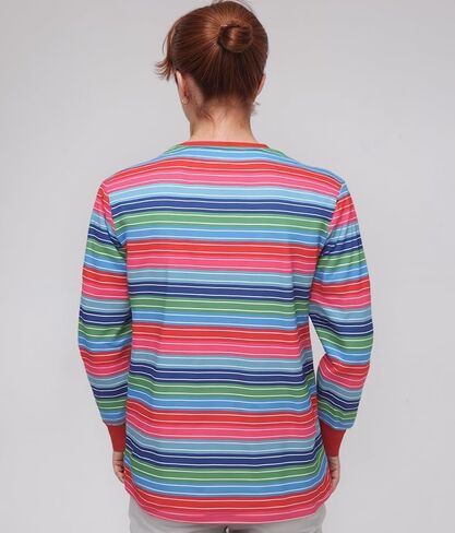 Adult Fun Colorful Costume Creepy Rainbow Striped Multicolored Tee Casual Long Sleeve Shirt for Unisex in Saudi Arabia