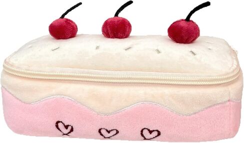 Pink Plush Cherry Cake Pen Bag, Cute Pencil Pouch Stationery Storage Box Kawaii Big Capacity Case Box Pen Holder Lead Pencil Organizer Supplies Pencil Case, Cosmetic Bag (Cherry pencil case) in Saudi Arabia