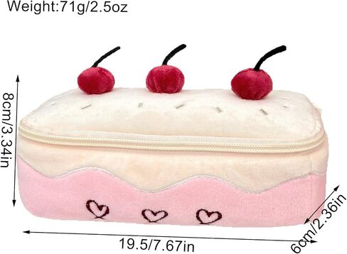 Pink Plush Cherry Cake Pen Bag, Cute Pencil Pouch Stationery Storage Box Kawaii Big Capacity Case Box Pen Holder Lead Pencil Organizer Supplies Pencil Case, Cosmetic Bag (Cherry pencil case) in Saudi Arabia