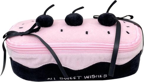 Pink Plush Cherry Cake Pen Bag, Cute Pencil Pouch Stationery Storage Box Kawaii Big Capacity Case Box Pen Holder Lead Pencil Organizer Supplies Pencil Case, Cosmetic Bag (Cherry pencil case) in Saudi Arabia