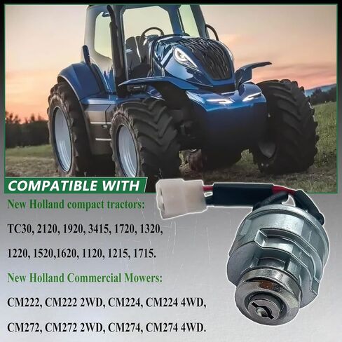 مفتاح الإشعال SBA385201890 87760272 مع مفتاحين، متوافق مع New Holland TC30، 2120، 1920، 1320، 1215، CM222، CM224، CM272، CM274 الجرارات المدمجة والجزازات التجارية in Saudi Arabia