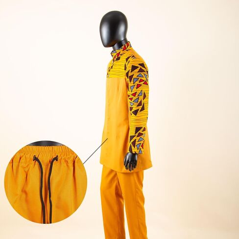 رياضية رجالي أفريقي 2 قطعة مجموعة التطريز البدلة المطبوعة Dashiki الأفريقية قميص وسروال مجموعة الزي in Kuwait