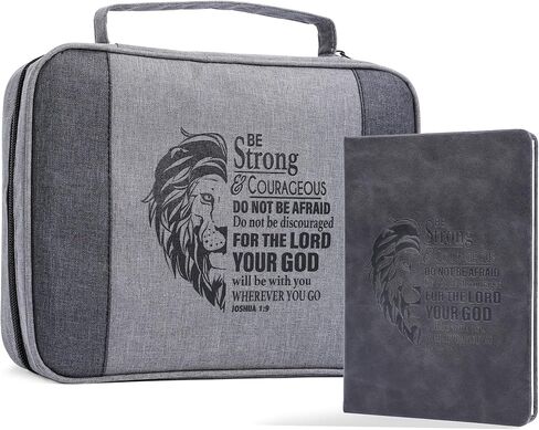 Faithful Hers Bible Cover for Men, Bible Case Set with Notebook, Leather Bible Cover, Bible Book Cover with Handles Pockets Zipper, Bible Carrying Case for Women Boys Kids Bible Case 11x8x2.2 In, Blue in Kuwait