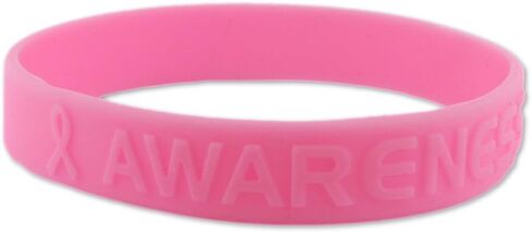 PinMart Pink Breast Cancer Awareness Rubber Silicone Wristband Bracelet in Saudi Arabia