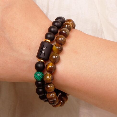 Zodiac Bracelets for Women Black Obsidian Bracelet Constellation Horoscope Crystals Tiger Eye Beads Bracelet Jewelry Gifts 2 Pcs in Kuwait