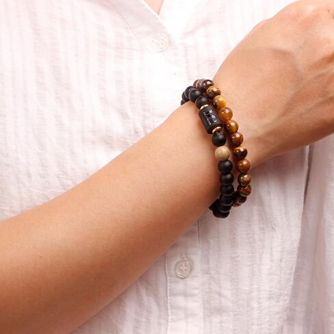 Zodiac Bracelets for Women Black Obsidian Bracelet Constellation Horoscope Crystals Tiger Eye Beads Bracelet Jewelry Gifts 2 Pcs in Saudi Arabia