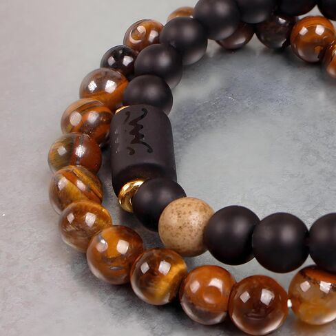 Zodiac Bracelets for Women Black Obsidian Bracelet Constellation Horoscope Crystals Tiger Eye Beads Bracelet Jewelry Gifts 2 Pcs in Saudi Arabia