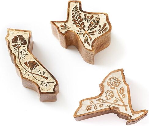 Matr Boomie Hand Carved California Poppy Wooden Ring Box – Handmade State Flower Keepsake Jewelry Box | Shabby Chic Mango Wood Trinket Box – Gift for Her or Mom in Saudi Arabia