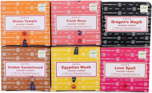 Satya Sai Baba Nag Champa Harmony Blend Dhoop Cones - 6 Pack (72 Cones) | All-Natural, Hand-Rolled Incense in Saudi Arabia