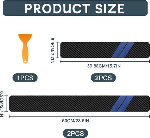 4 PCS Door Sill Protector,15.7" x 2.7" + 23.6" x 2.7" Carbon Fiber Automotive Door Guard Decoration Stickers with Plastic Scraper for Dodge Charger Challenger Durango Accessories (White) in Saudi Arabia