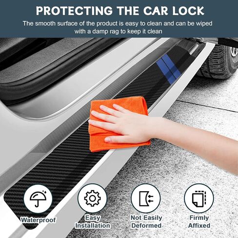 4 PCS Door Sill Protector,15.7" x 2.7" + 23.6" x 2.7" Carbon Fiber Automotive Door Guard Decoration Stickers with Plastic Scraper for Dodge Charger Challenger Durango Accessories (White) in Saudi Arabia