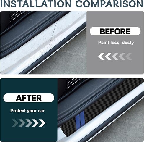 4 PCS Door Sill Protector,15.7" x 2.7" + 23.6" x 2.7" Carbon Fiber Automotive Door Guard Decoration Stickers with Plastic Scraper for Dodge Charger Challenger Durango Accessories (White) in Saudi Arabia