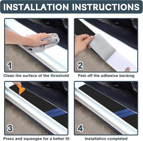 4 PCS Door Sill Protector,15.7" x 2.7" + 23.6" x 2.7" Carbon Fiber Automotive Door Guard Decoration Stickers with Plastic Scraper for Dodge Charger Challenger Durango Accessories (White) in Saudi Arabia