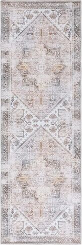 SAFAVIEH Washable Rug Tucson Collection - 2'6' x 10' Runner, Beige & Grey, Slip Resistant, Ideal for High Traffic Areas in Living Room, Hallway, Foyer, Bedroom (TSN102B-210) in Saudi Arabia