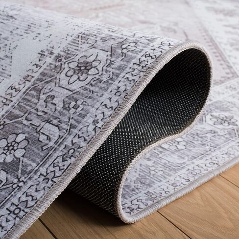 SAFAVIEH Washable Rug Tucson Collection - 2'6' x 10' Runner, Beige & Grey, Slip Resistant, Ideal for High Traffic Areas in Living Room, Hallway, Foyer, Bedroom (TSN102B-210) in Saudi Arabia