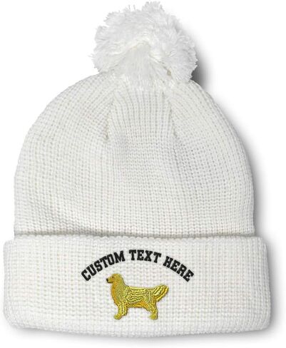 Custom Pom Pom Beanies for Women Golden Retriever Dog C Embroidery Skull Cap Winter Hats for Men 1 Size in Saudi Arabia