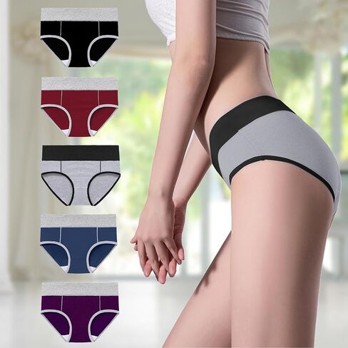 Womens Underwear Cotton Mid Waist Panties Full Coverage Stretch Briefs Soft Breathable Ladies Underwear Multipack in Saudi Arabia