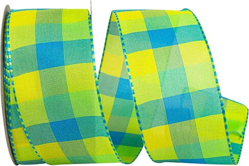 Reliant Ribbon Plaid Bright 3 Value Wired Edge Ribbon, 1-1/2 Inch X 50 Yards, Pink/orange in Kuwait