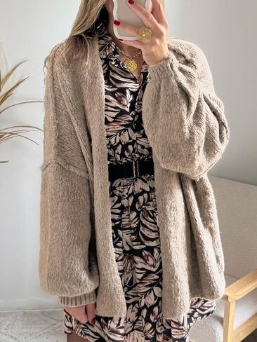 Womens Oversized Chunky Cardigan Lantern Sleeve Open Front Loose Fall Slouchy Sweater Coats in Saudi Arabia