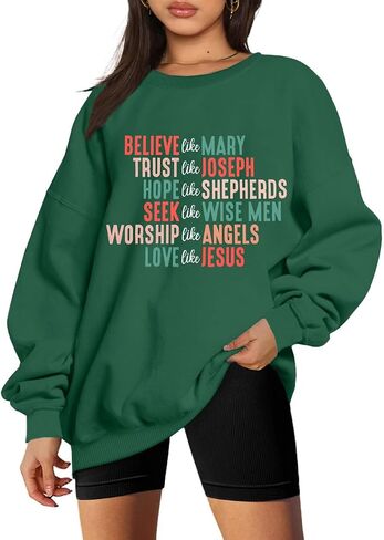 KIDDAD Christian Sweatshirts for Women Oversized Jesus Sweatshirt Love like Jesus Pullover Bible Verse Inspirational Tops in Kuwait