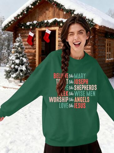 KIDDAD Christian Sweatshirts for Women Oversized Jesus Sweatshirt Love like Jesus Pullover Bible Verse Inspirational Tops in Kuwait
