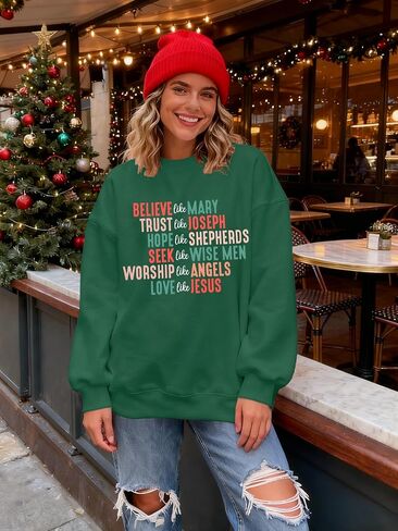KIDDAD Christian Sweatshirts for Women Oversized Jesus Sweatshirt Love like Jesus Pullover Bible Verse Inspirational Tops in Kuwait