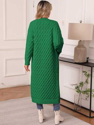 سترات نسائية طويلة صوفية خريفية مفتوحة من الأمام معطف طويل الأكمام منسوج بكابل ملابس خارجية طويلة ملابس سترة عصرية in Kuwait