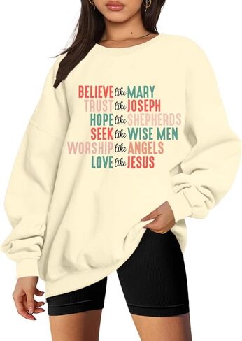 KIDDAD Christian Sweatshirts for Women Oversized Jesus Sweatshirt Love like Jesus Pullover Bible Verse Inspirational Tops in Kuwait