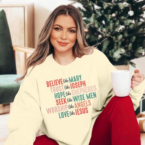 KIDDAD Christian Sweatshirts for Women Oversized Jesus Sweatshirt Love like Jesus Pullover Bible Verse Inspirational Tops in Kuwait
