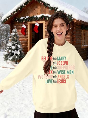 KIDDAD Christian Sweatshirts for Women Oversized Jesus Sweatshirt Love like Jesus Pullover Bible Verse Inspirational Tops in Kuwait
