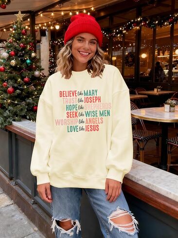 KIDDAD Christian Sweatshirts for Women Oversized Jesus Sweatshirt Love like Jesus Pullover Bible Verse Inspirational Tops in Kuwait
