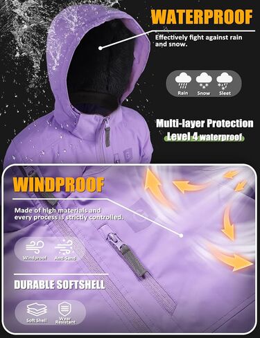 GEMYSE Kids Winter Jacket Waterproof Boys Girls Ski Jacket with Hood Windproof Warm Fall and Winter Outerwear in Saudi Arabia