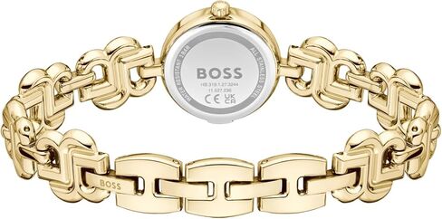 ساعة BOSS Double B Dressy النسائية - هيكل دائري صغير، مينا أشعة الشمس، تصميم مستوحى من المجوهرات، ساعة بثلاثة عقارب - هدية لها in Kuwait