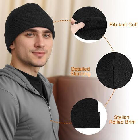 Beanie Hats for Men Women, Classic Knit Cuff Soft Warm Winter Hats Unisex Daily Skull Cap in Saudi Arabia