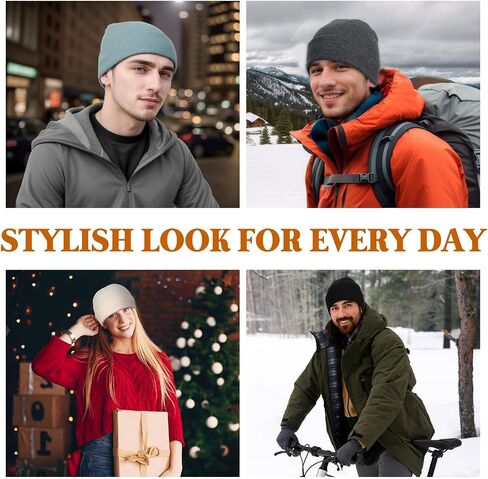 Beanie Hats for Men Women, Classic Knit Cuff Soft Warm Winter Hats Unisex Daily Skull Cap in Saudi Arabia