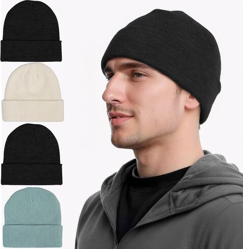Beanie Hats for Men Women, Classic Knit Cuff Soft Warm Winter Hats Unisex Daily Skull Cap in Saudi Arabia