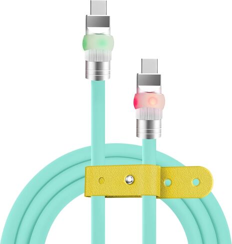 chubbycable Neon Chubby - Fast Charge UFO Neon Cable Durable Charging Cable Ultra-Thick Silicone LED Light Up Phone Charger Cord, Transparent, Type-C to Type-C, 1.6FT in Kuwait