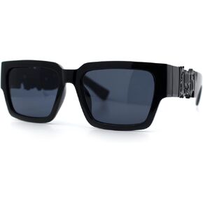 SA106 All Black Bold Gothic Logo Thick Arm Gangster Horn Rim Sunglasses in Saudi Arabia